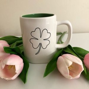 NEW! Rae Dunn mug “🍀” green inside